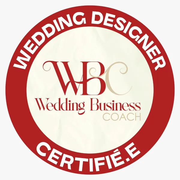 Badge « Wedding designer certifiée » délivré par Wedding Business Coach